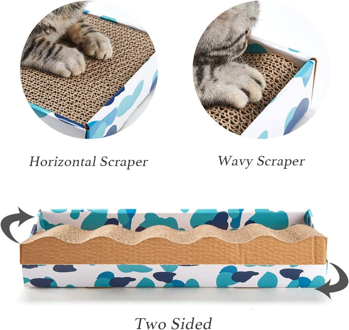 PEEKAB Cat Scratcher Cardboard Reversible Cat Cat Scratch Pad Kitty Corrugated Scratching Bed Catnip Included (1 Pack)