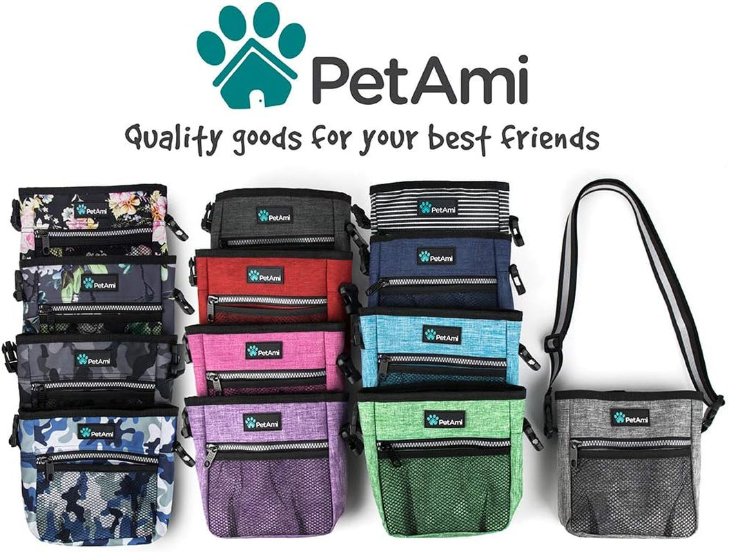 Petami Dog Treat Pouch, Pet Treat Pouch for Training, Dog Walking Bag Holder for Kibbles, Pet Food Toy, Dog Trainer Essentials Supplies, Poop Bag Dispenser, 3 Ways to Wear (Camo Black)