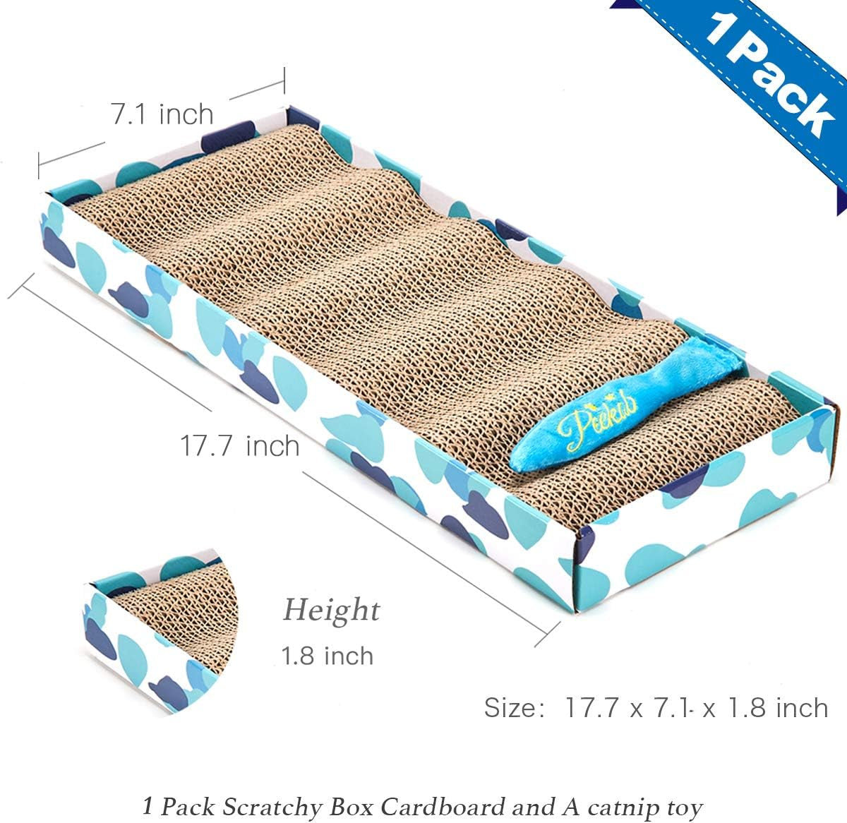 PEEKAB Cat Scratcher Cardboard Reversible Cat Cat Scratch Pad Kitty Corrugated Scratching Bed Catnip Included (1 Pack)
