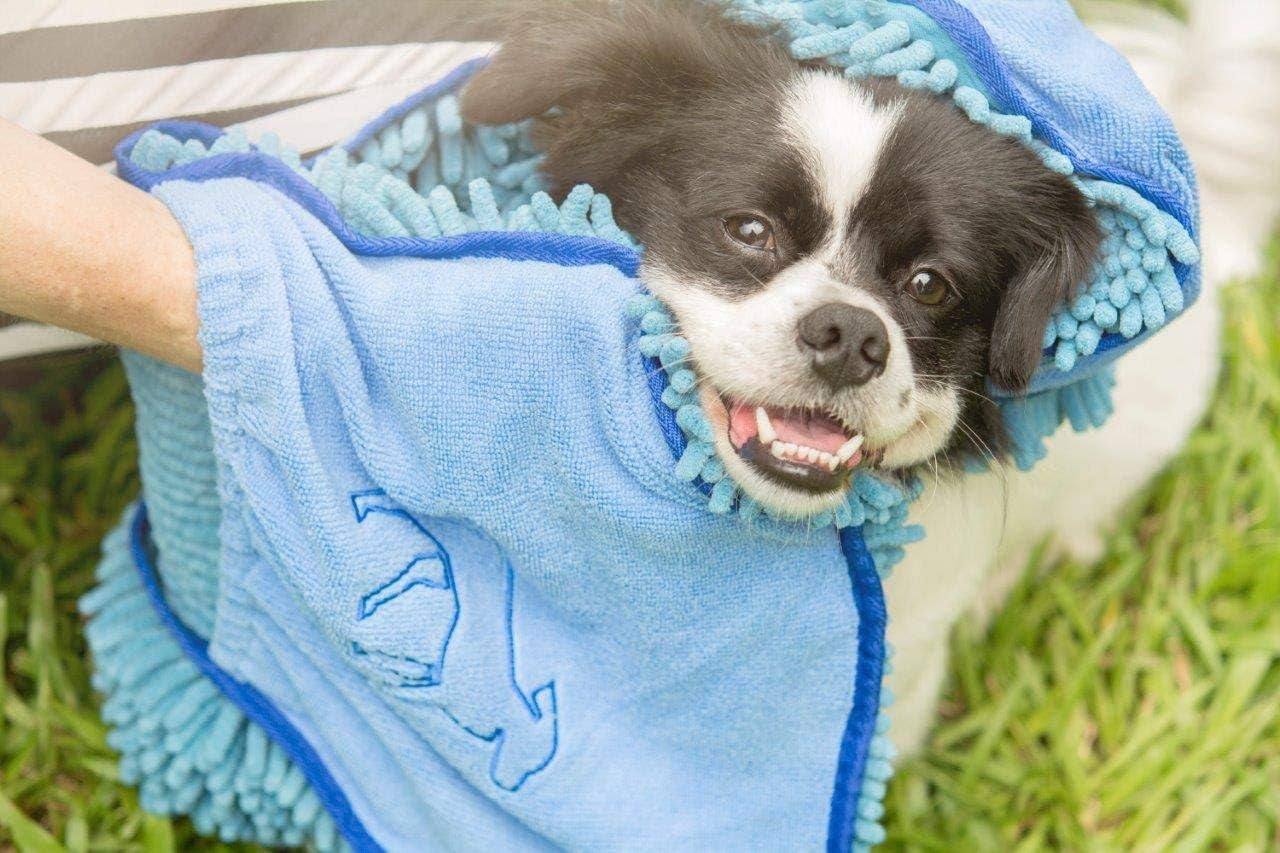Tuff Pupper Quick Dry Towel for Dogs | Ultra Absorbent Microfiber Shammy | Extra Large 35X15 Size for All Breeds | Comfortable Hand Pockets | Indoor Outdoor Use | Durable Material | Machine Washable