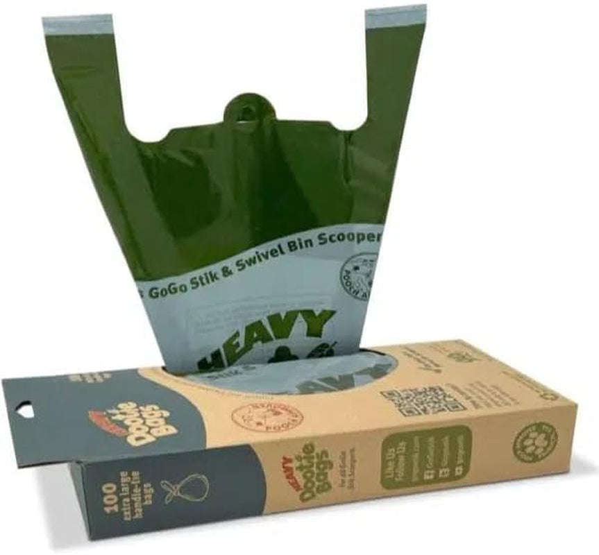 HEAVY Dootie Bags with EZ Tie Handles. Clean and Convenient for Pet Dog Poop, Cat Litter. Multi-Use. Great for Swivel Bin and Gogo Stik Scoopers. Made with Cornstarch. Strong, Leakproof and Very Large