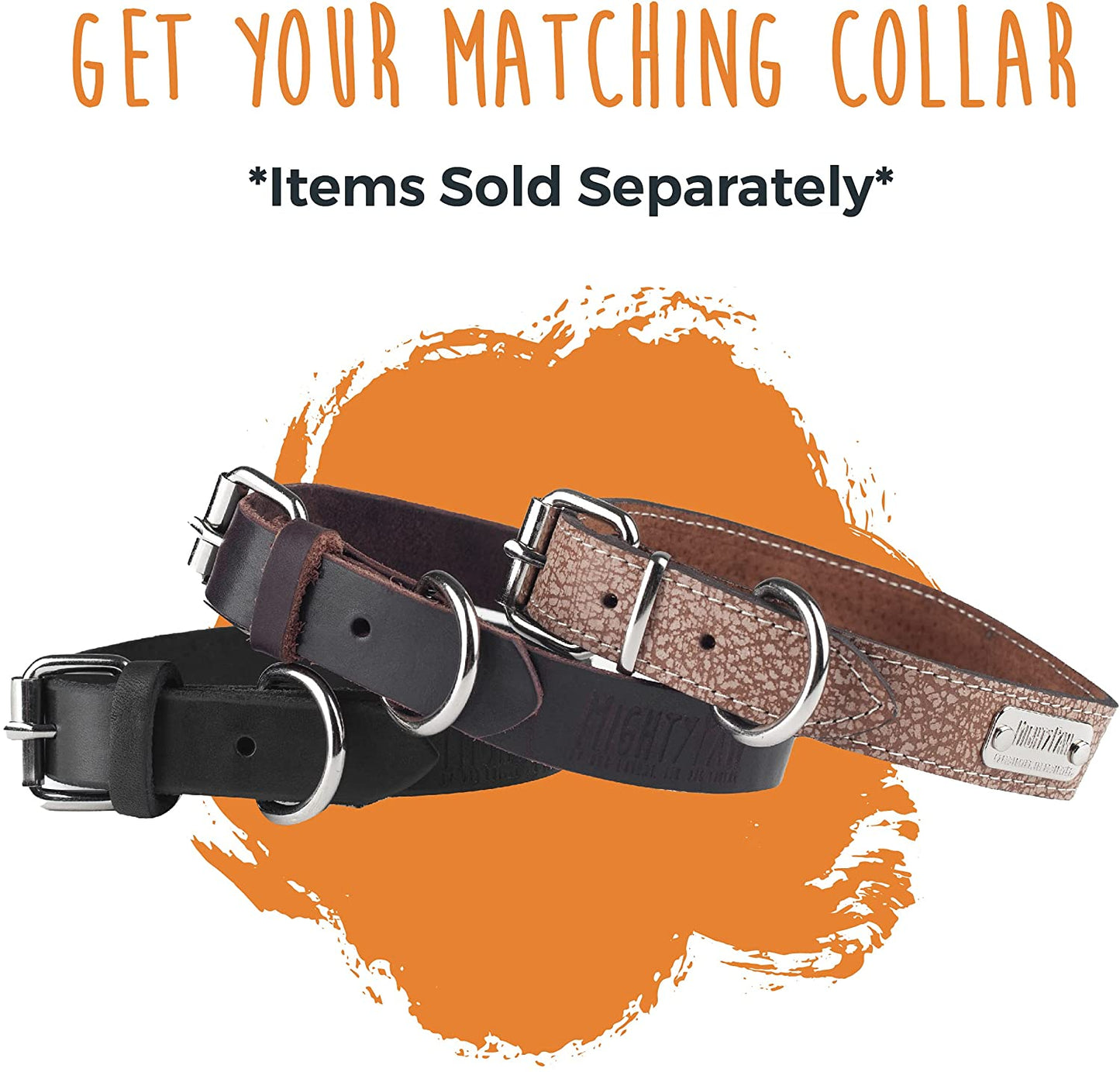 Mighty Paw Luxury Leather Dog Leash - Genuine Material Leather Leashes for All Pet Sizes - Pet Lead - 5 Ft Premium Quality - Soft Material - Light Brown