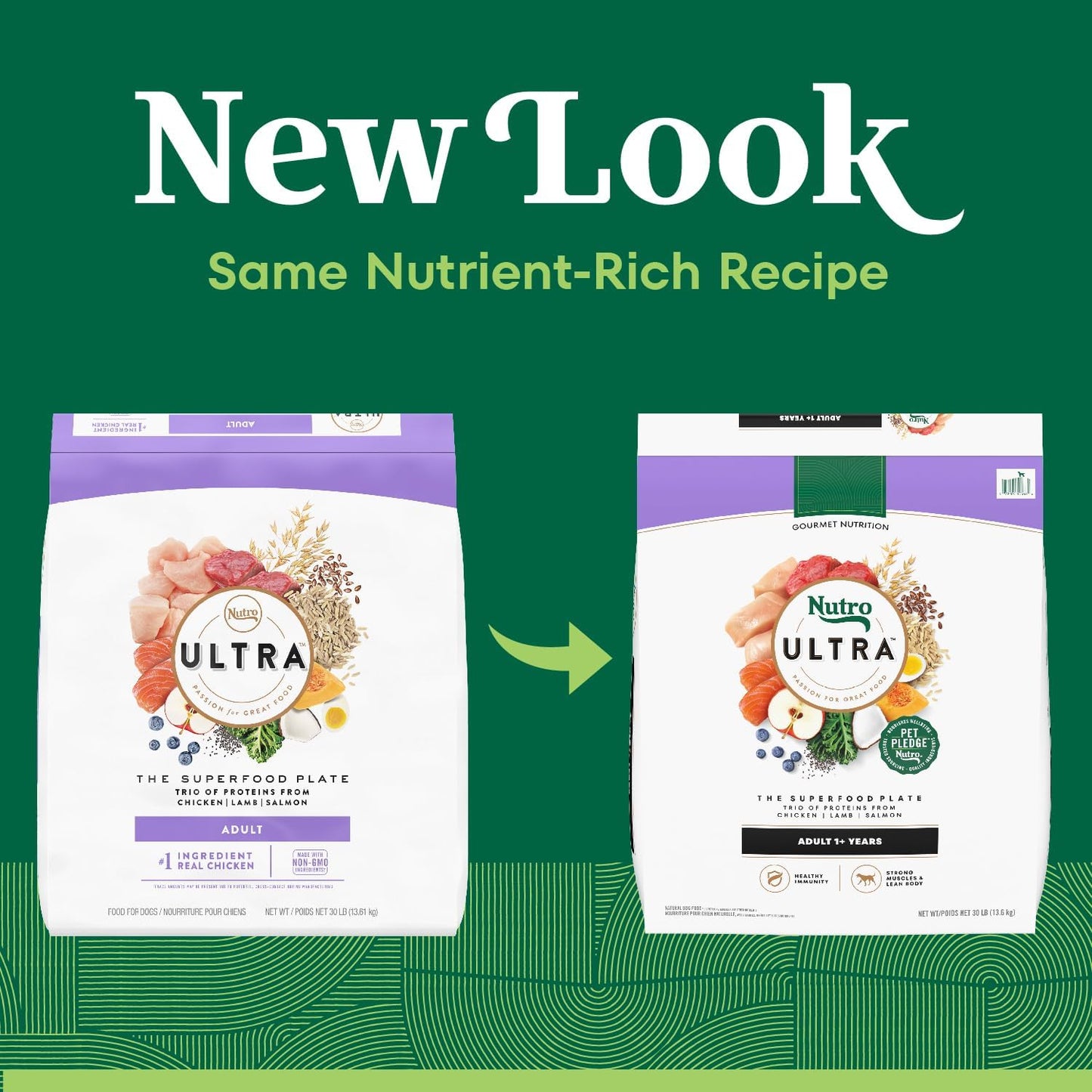 Nutro Ultra Adult Dry Dog Food with a Trio of Proteins from Chicken, Lamb and Salmon, 30 Lb Bag