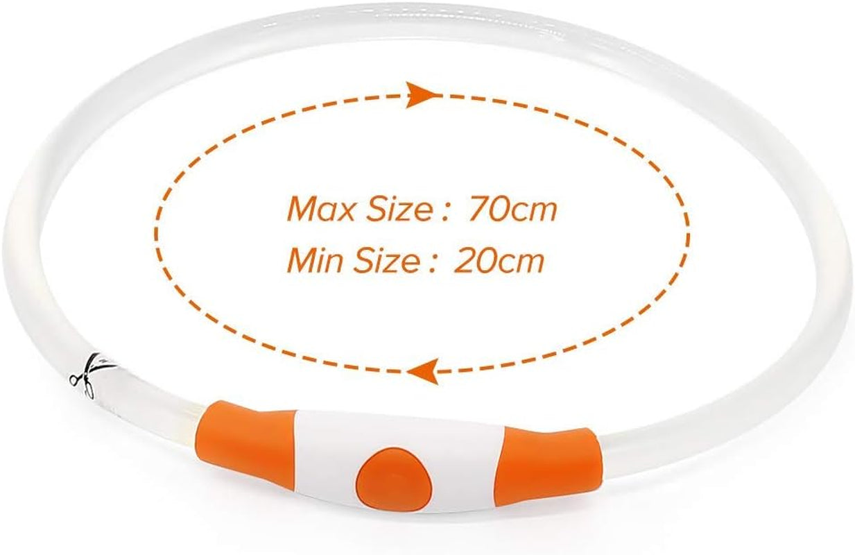 Illumifun LED Dog Collar, USB Rechargeable Light up Dog Collars, TPU Cuttable Glow Dog Collar Lights for Night Walking (Orange)