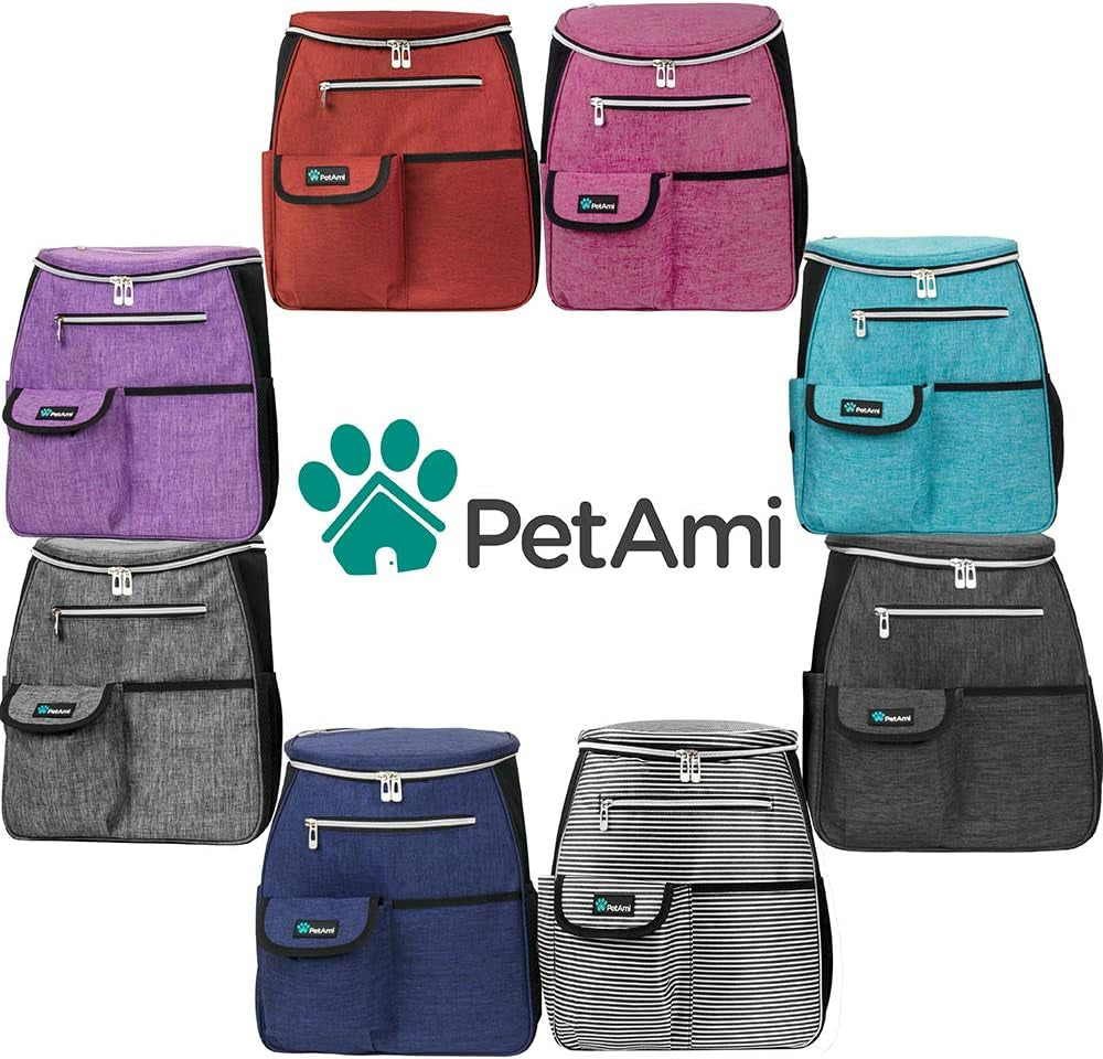 Petami Dog Travel Bag Backpack, Airline Approved Dog Bags for Traveling, Puppy Diaper Bag Supplies, Pet Camping Essentials Hiking Accessories Gift, Food Container, Collapsible Bowls, Stripe Black