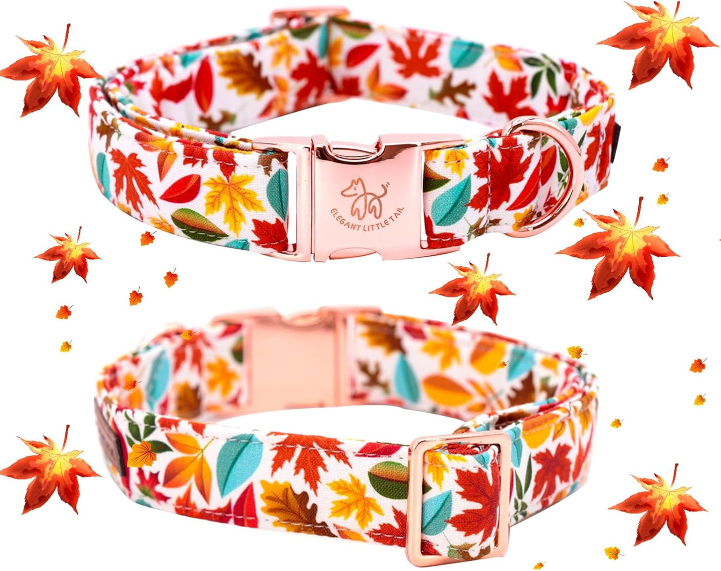 Elegant Little Tail Fall Dog Collar, Male or Female Dog Collar with Bow Adjustable Soft Bow Tie Dog Collars for Small Dogs