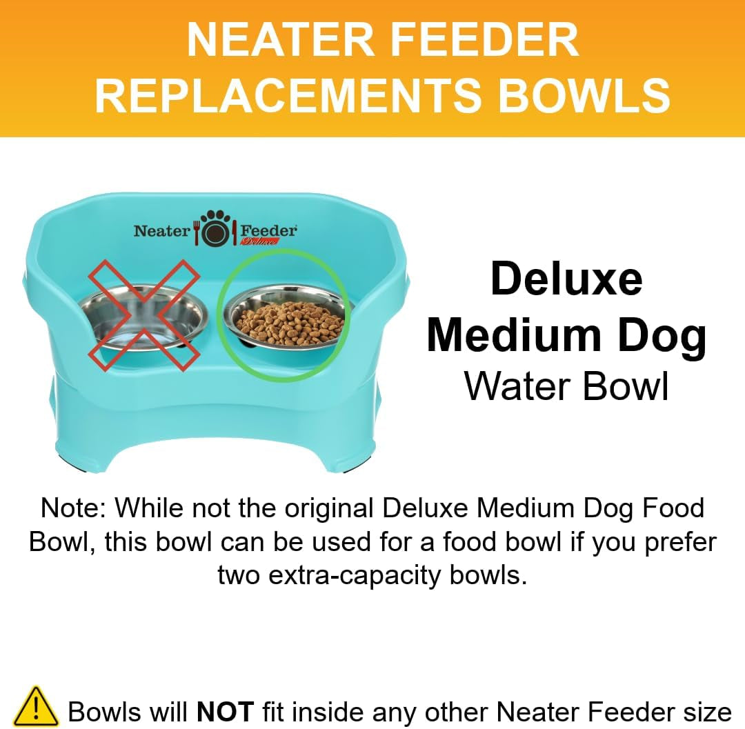 Neater Pet Brands 5 Cup (40 Oz.) Stainless Steel Dog Bowls, 1 Single Neater Feeder Replacement Bowl (Medium Deluxe Model), Dog Food Bowl or Water Bowls, Dishwasher Safe Metal Dish for Medium Dogs