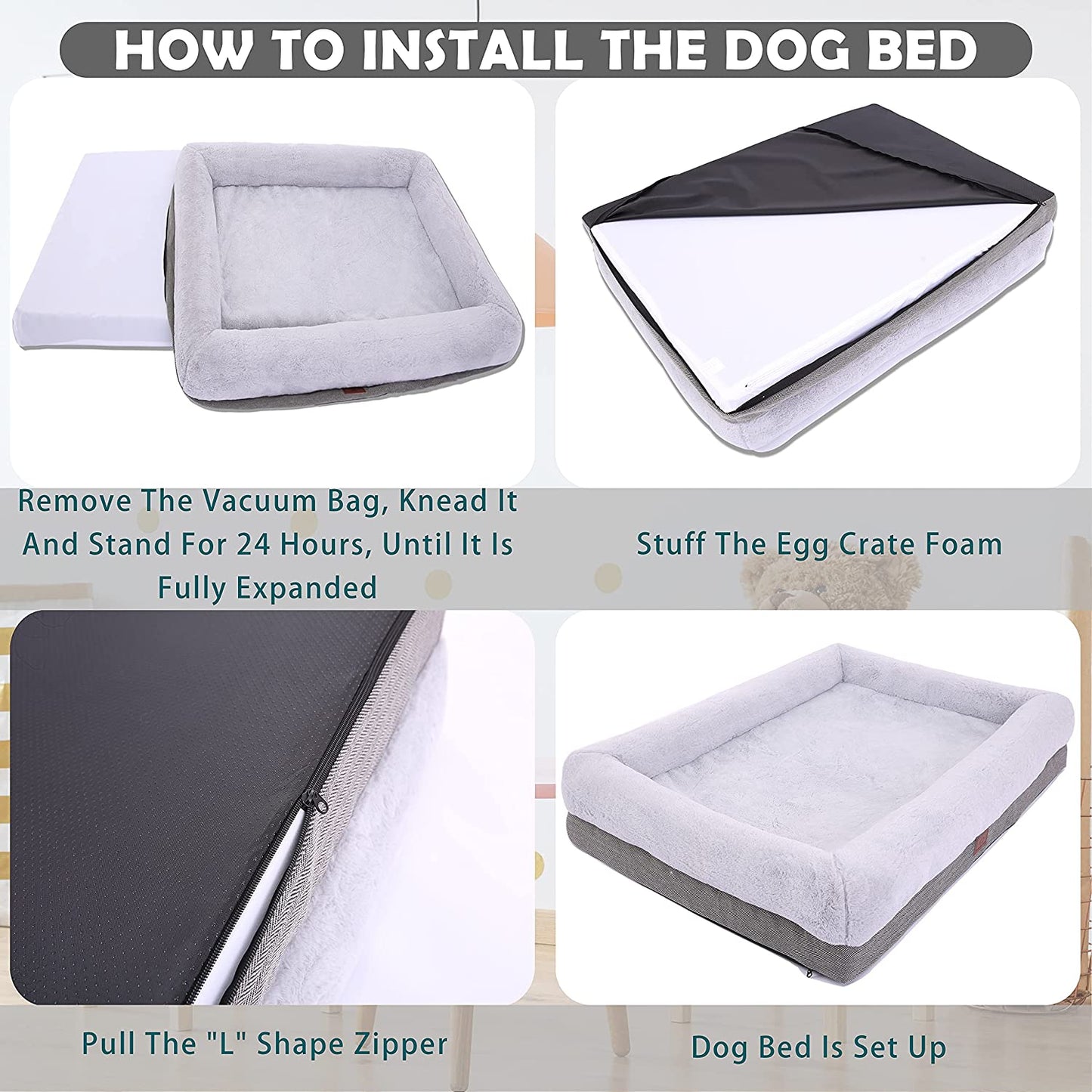 WINDRACING Orthopedic Dog Bed for Medium Dogs, Bolster Sides Dogs Sofa Bed with Removable Washable Cover & Non-Skid Bottom, Soft Pet Bed with Egg Foam Dog Couch for Sleeping, 31 X 25 Inch, Gray