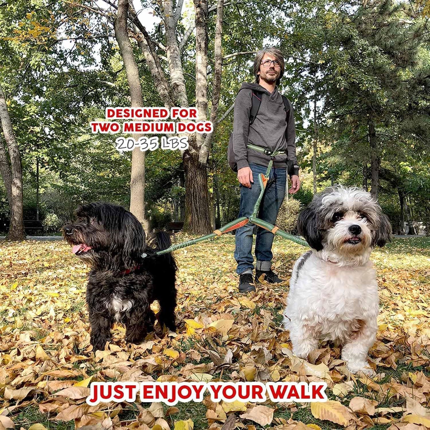 Pet Dreamland Exquisite Double Dog Leash Coupler with Tangle-Free Swivel. Premium & Versatile Attachment for Walking Two Dogs. You Will Absolutely Love This Amazing Dual Dog Coupler (Khaki & Orange)