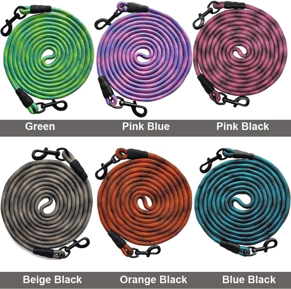 BTINESFUL 8Ft 12Ft 20Ft 30Ft 50Ft 75Ft Dog Tie Out Long Tether Rope Leash, Outdoor Yard Leash, Large Medium Small Dogs Training, Playing, Camping, Backyard (Green, 50 Foot)