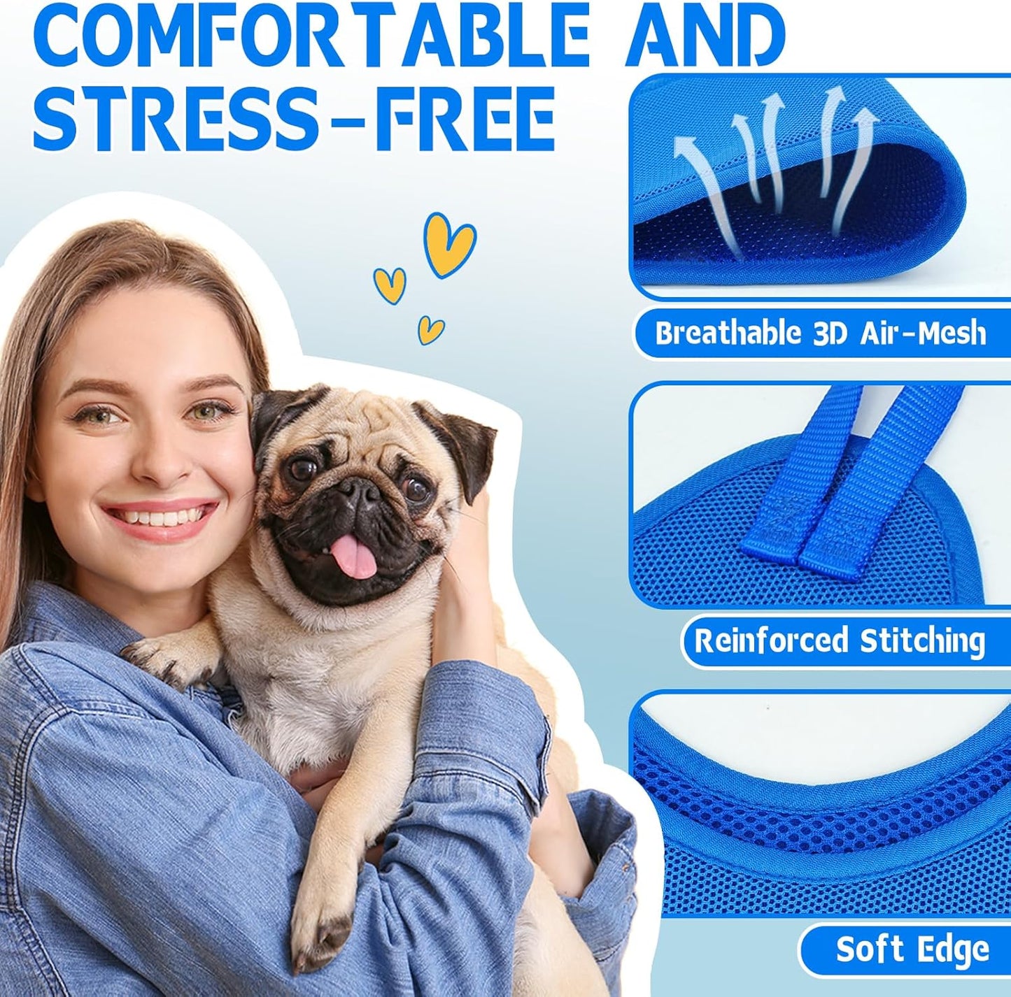 Dog Grooming Hammock Harness for Dogs Cats, Relaxation Pet Nail Clipper Hammock, Restraint Dog & Small Animal Leashes Sling for Groomingk for Nail Trimming (Blue, 2XS)