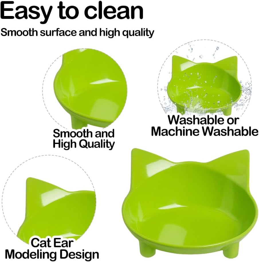 Skrtuan Cat Bowls, Non-Slip Food and Water Bowls for Cats & Dogs, Wide & Shallow Design to Prevent Whisker Fatigue, Safe Food-Grade Pet Dishes for Kittens, Puppies, Rabbits