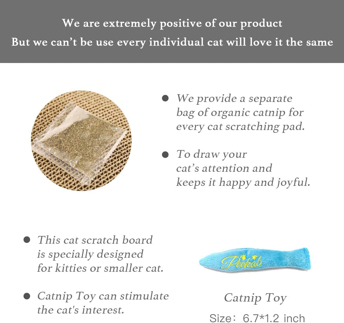 PEEKAB Cat Scratcher Cardboard Reversible Cat Cat Scratch Pad Kitty Corrugated Scratching Bed Catnip Included (1 Pack)
