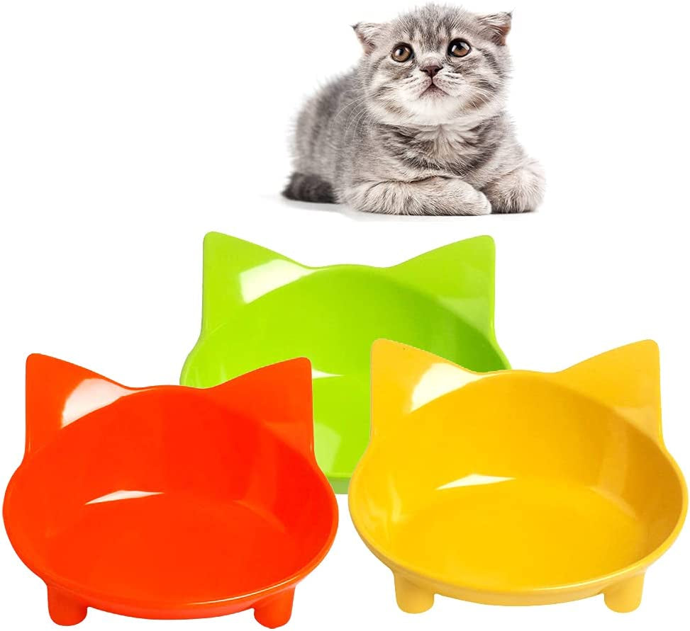 Skrtuan Cat Bowls, Non-Slip Food and Water Bowls for Cats & Dogs, Wide & Shallow Design to Prevent Whisker Fatigue, Safe Food-Grade Pet Dishes for Kittens, Puppies, Rabbits