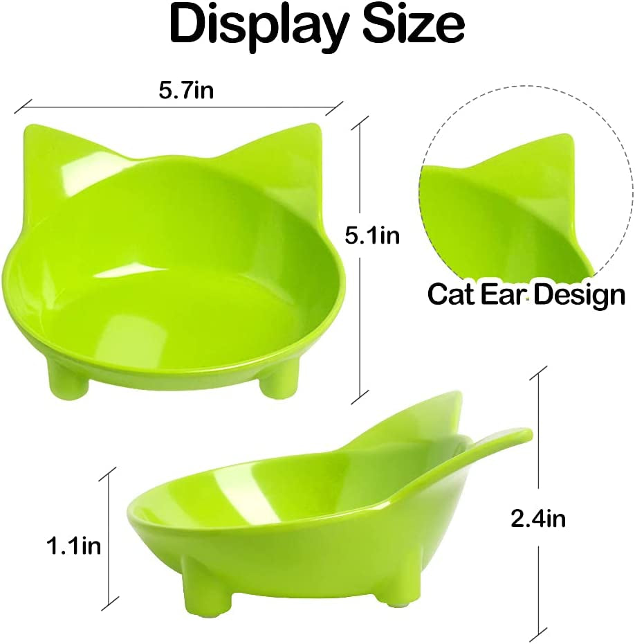 Skrtuan Cat Bowls, Non-Slip Food and Water Bowls for Cats & Dogs, Wide & Shallow Design to Prevent Whisker Fatigue, Safe Food-Grade Pet Dishes for Kittens, Puppies, Rabbits