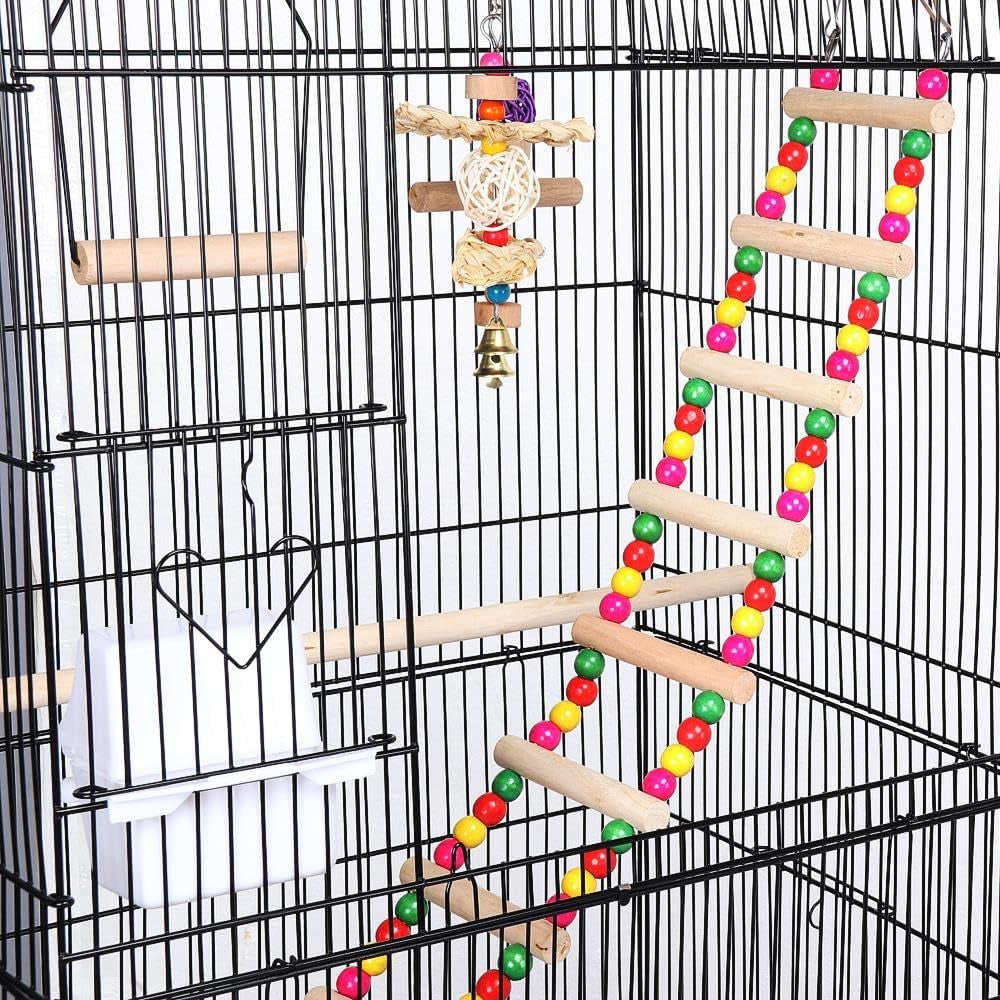 Yaheetech 39-Inch Roof Top Large Flight Parrot Bird Cage for Small Quaker Parrot Cockatiel Sun Parakeet Green Cheek Conure Budgie Finch Lovebird Canary Pet Bird Cage W/Toys