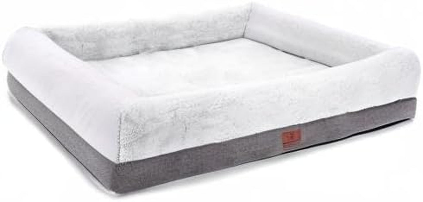 WINDRACING Orthopedic Dog Bed for Medium Dogs, Bolster Sides Dogs Sofa Bed with Removable Washable Cover & Non-Skid Bottom, Soft Pet Bed with Egg Foam Dog Couch for Sleeping, 31 X 25 Inch, Gray