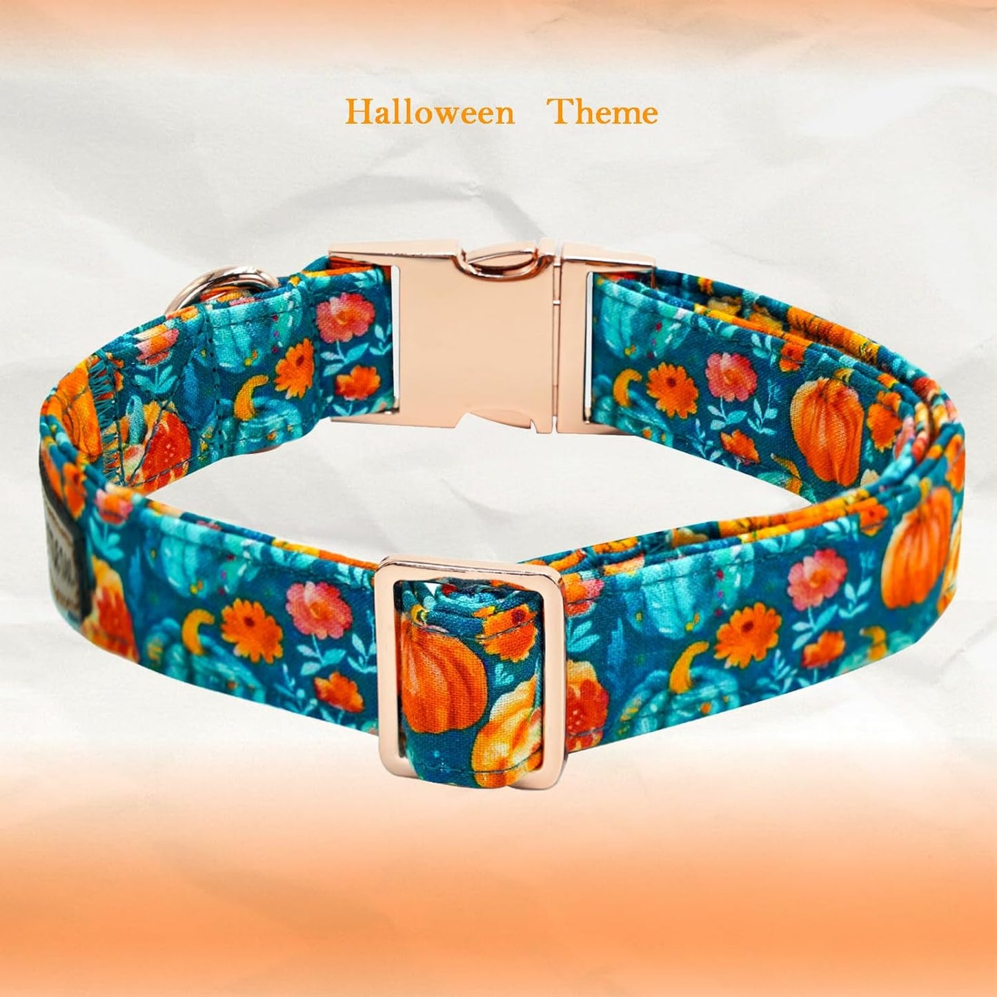 Fall Dog Collar, Halloween Pet Collars with Bow Cute Pumpkin Print Puppy Collar Female or Male Cotton Adjustable Collars for Small Medium Large Dogs
