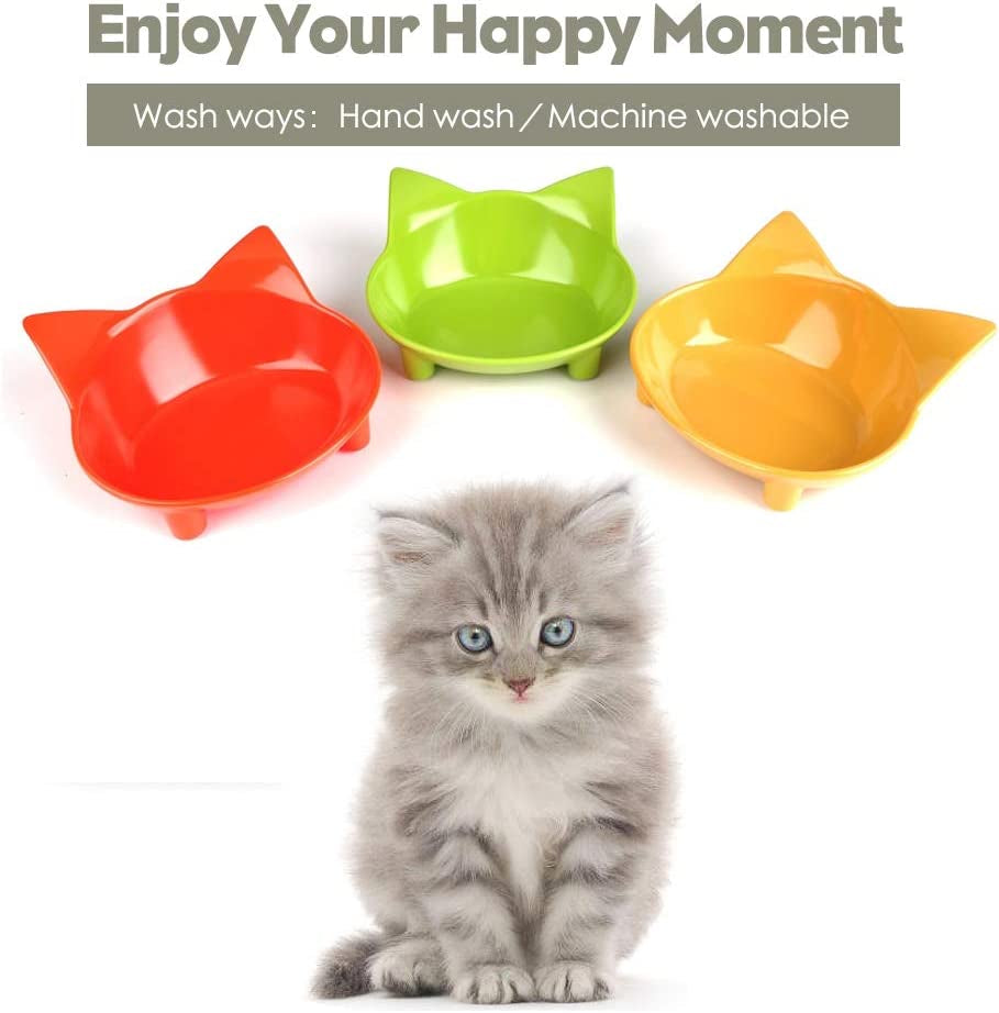 Skrtuan Cat Bowls, Non-Slip Food and Water Bowls for Cats & Dogs, Wide & Shallow Design to Prevent Whisker Fatigue, Safe Food-Grade Pet Dishes for Kittens, Puppies, Rabbits