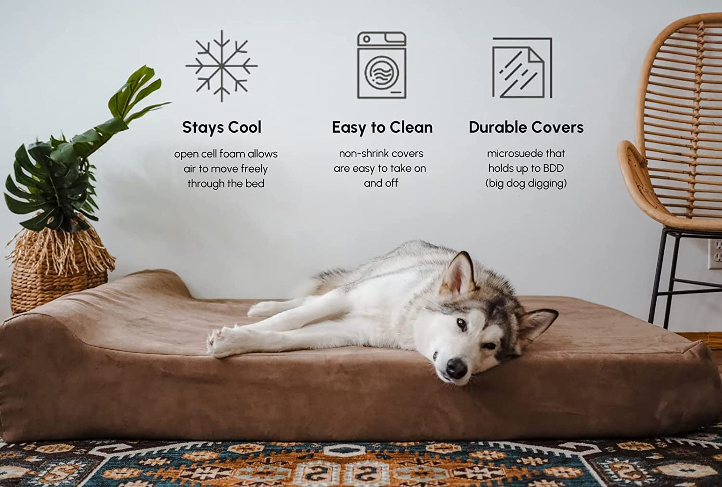 Barker Beds Orthopedic XL Dog Bed for Large Dogs - 7" Thick Memory Foam Cushion with Washable Microsuede Cover - Durable Water-Resistant Pet Bed - Made in USA (Chocolate)
