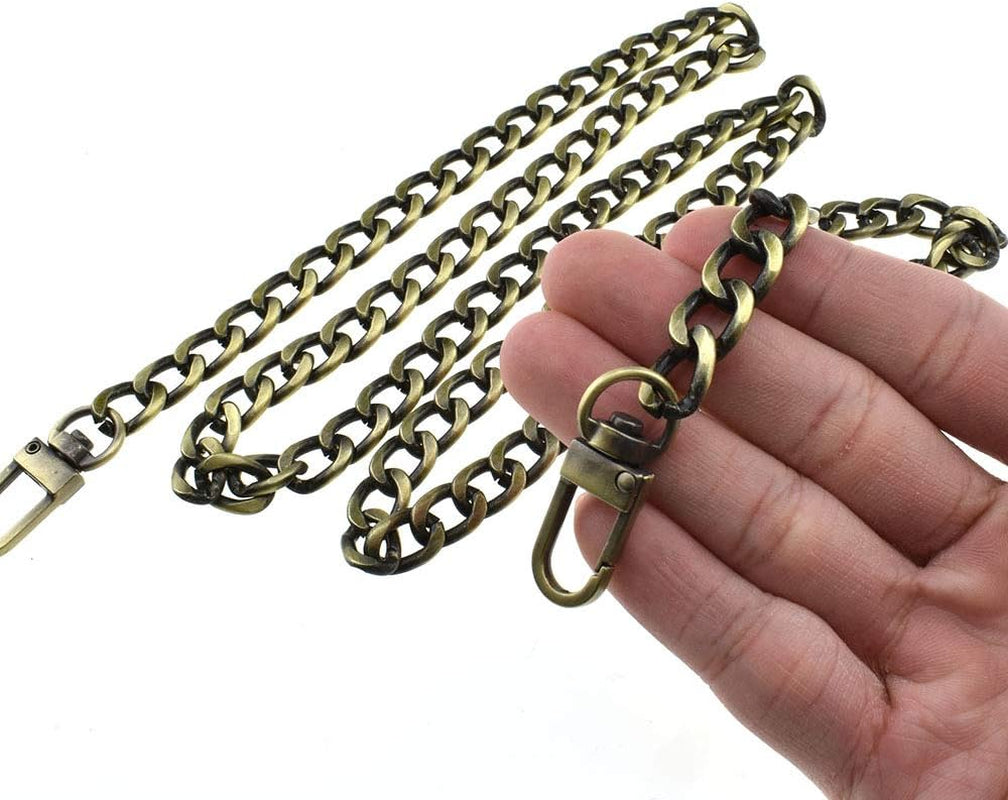 HAHIYO Purse Chain Strap 39.4 Inches Bronze for Shoulder Cross Body Sling Purse Handbag Clutch Replacement Comfortable Flat 0.4' Wide Enough 2.4Mm Extra Thick Metal 1 Pack