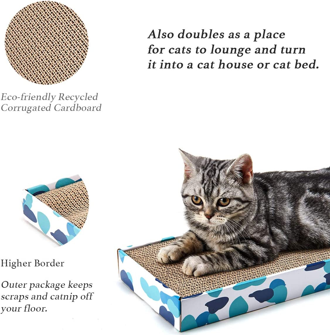 PEEKAB Cat Scratcher Cardboard Reversible Cat Cat Scratch Pad Kitty Corrugated Scratching Bed Catnip Included (1 Pack)