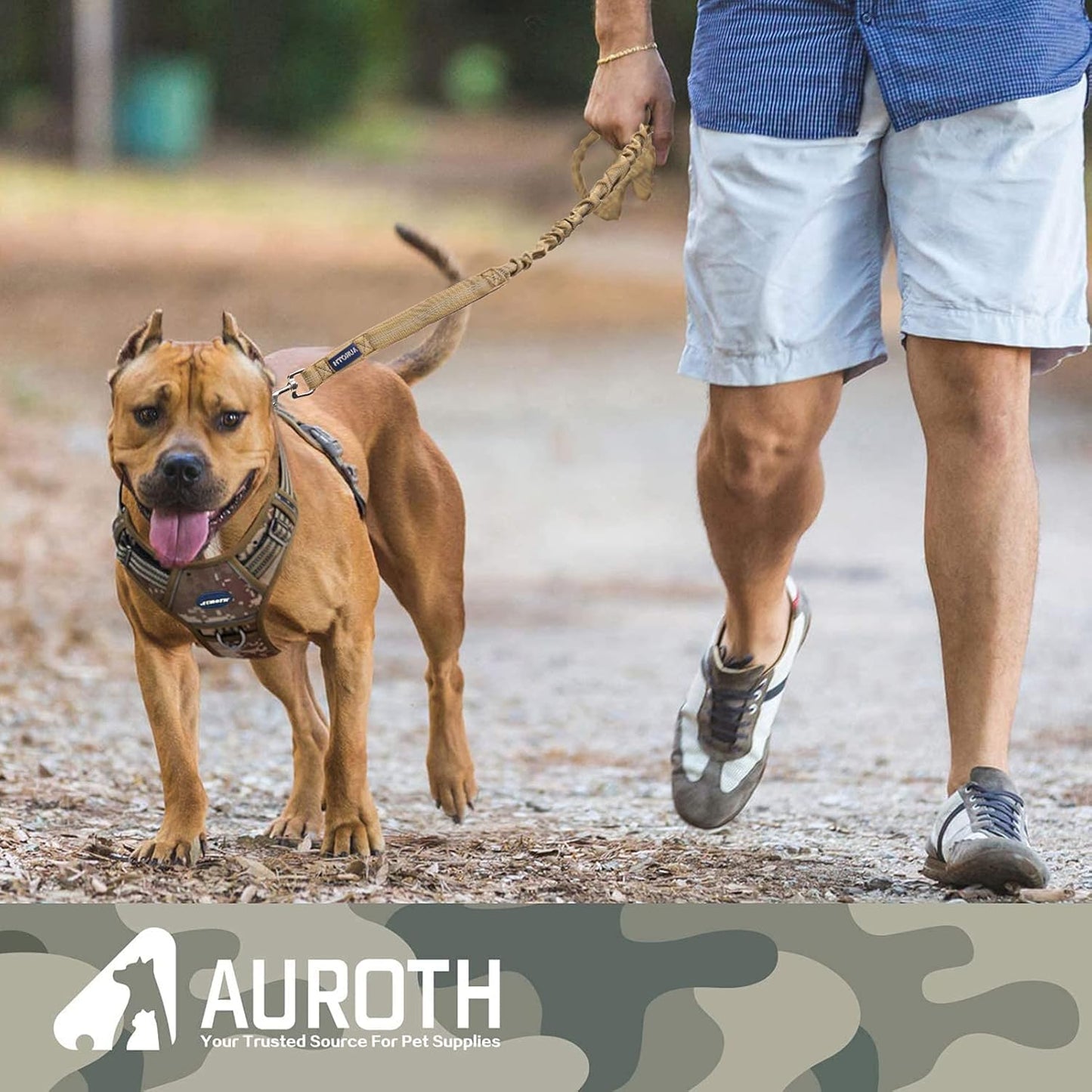 AUROTH Heavy Duty Bungee Dog Leash for Medium Large Breed Dogs, No Pull Leashes for Shock Absorption with Car Seat Belt, 2 Padded Handles 4.5FT 6FT Training Dog Leash
