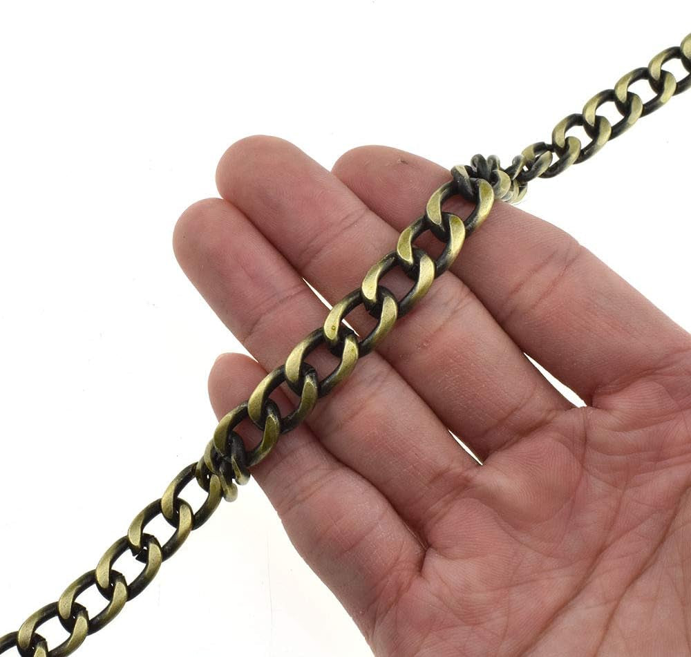 HAHIYO Purse Chain Strap 39.4 Inches Bronze for Shoulder Cross Body Sling Purse Handbag Clutch Replacement Comfortable Flat 0.4' Wide Enough 2.4Mm Extra Thick Metal 1 Pack
