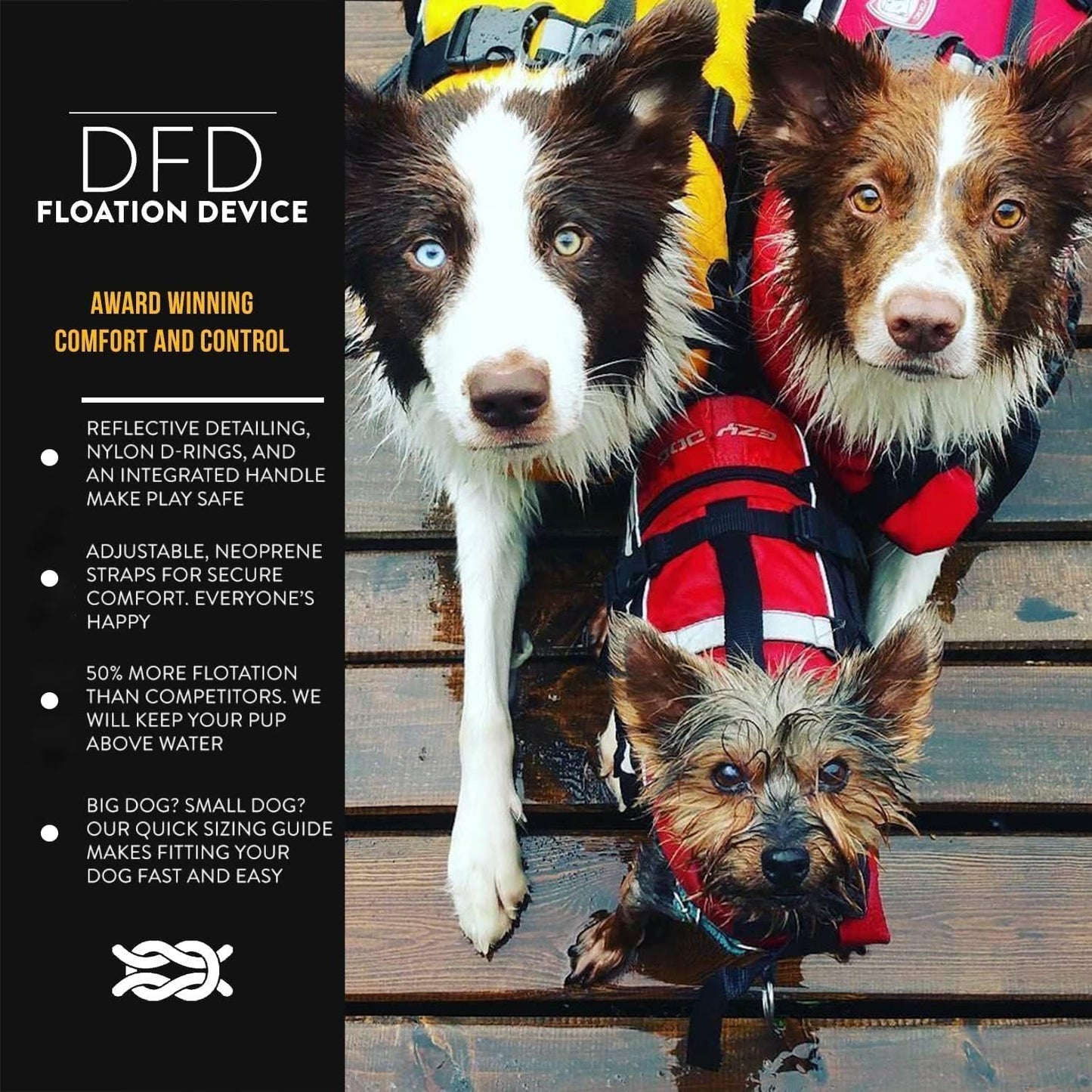 Ezydog DFD Dog Life Jacket - Adjustable Swimming Safety Vest with Reflective Trim & Durable Grab Handle - 50% More Flotation Material - Medium, Yellow