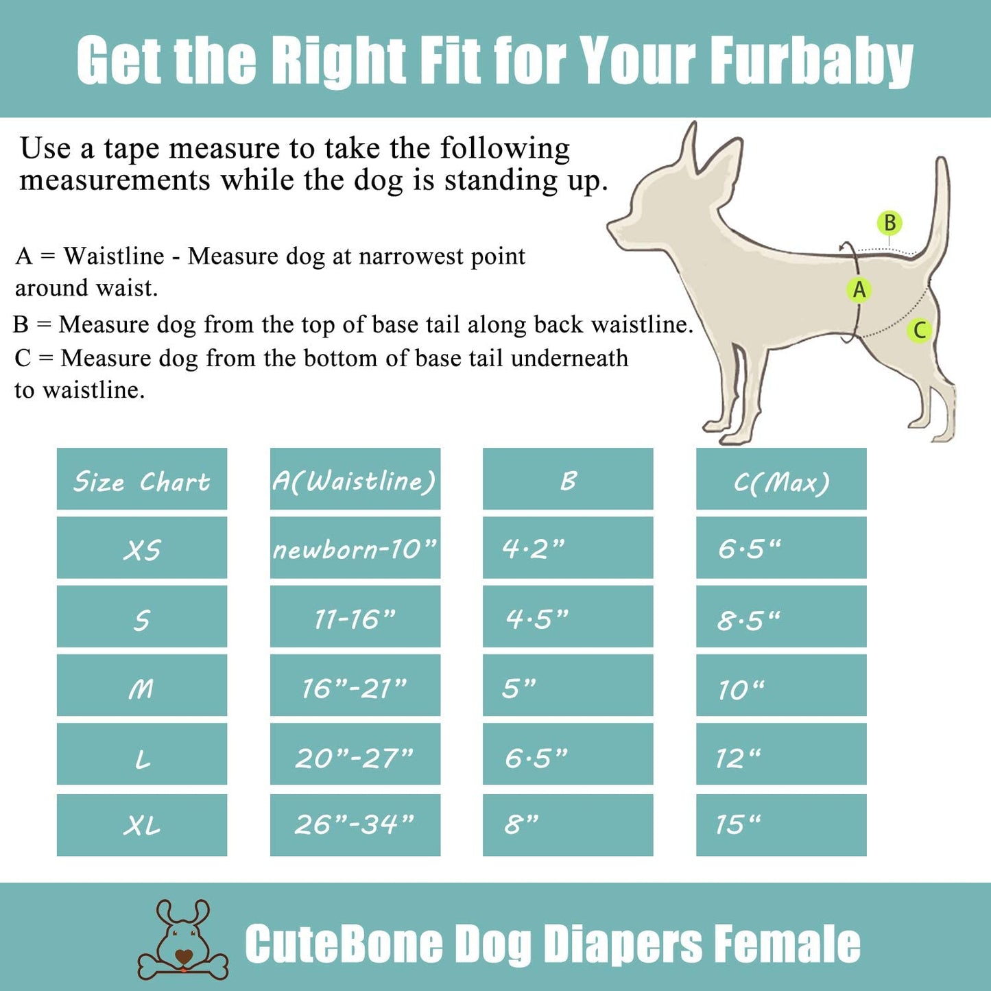 Cutebone Dog Diapers Female Washable Small Medium Large 3 Pack Reusable Doggie Diapers Puppy Period Pants for Doggy Heat Cycle Peeing D14XS