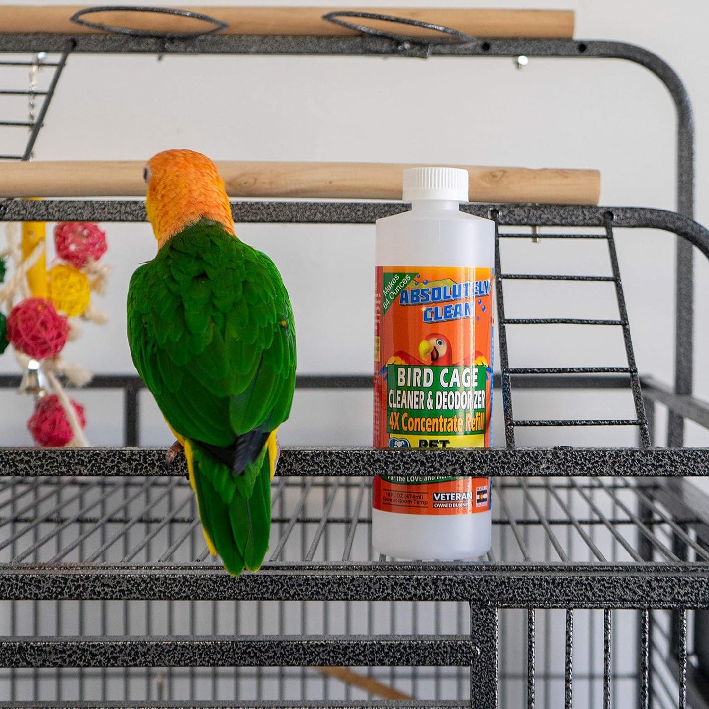 Absolutely Clean Amazing Bird Cage Cleaner and Deodorizer - Just Spray/Wipe - Safely & Easily Removes Bird Messes Quickly and Easily - USA Made - Fragrance Free (4X Concentrate - 16Oz Makes 64Oz)