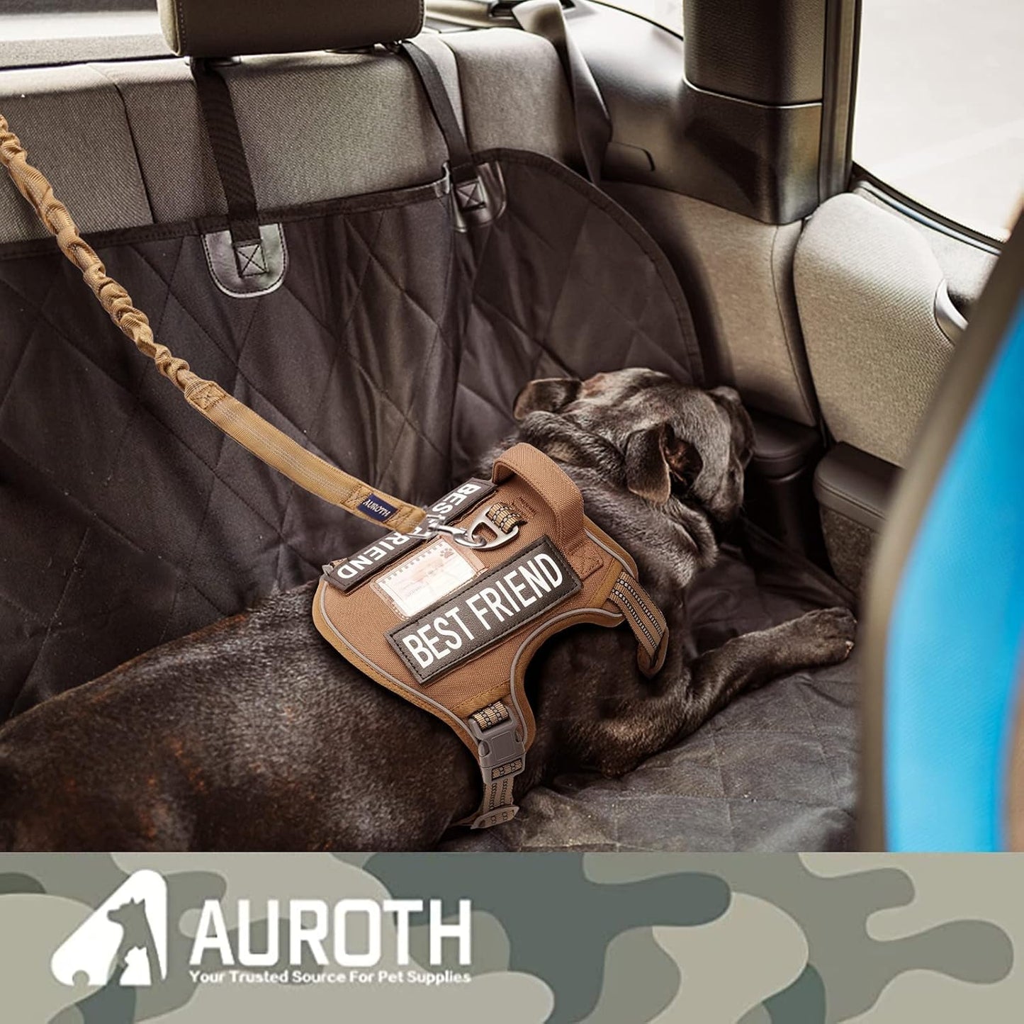 AUROTH Heavy Duty Bungee Dog Leash for Medium Large Breed Dogs, No Pull Leashes for Shock Absorption with Car Seat Belt, 2 Padded Handles 4.5FT 6FT Training Dog Leash