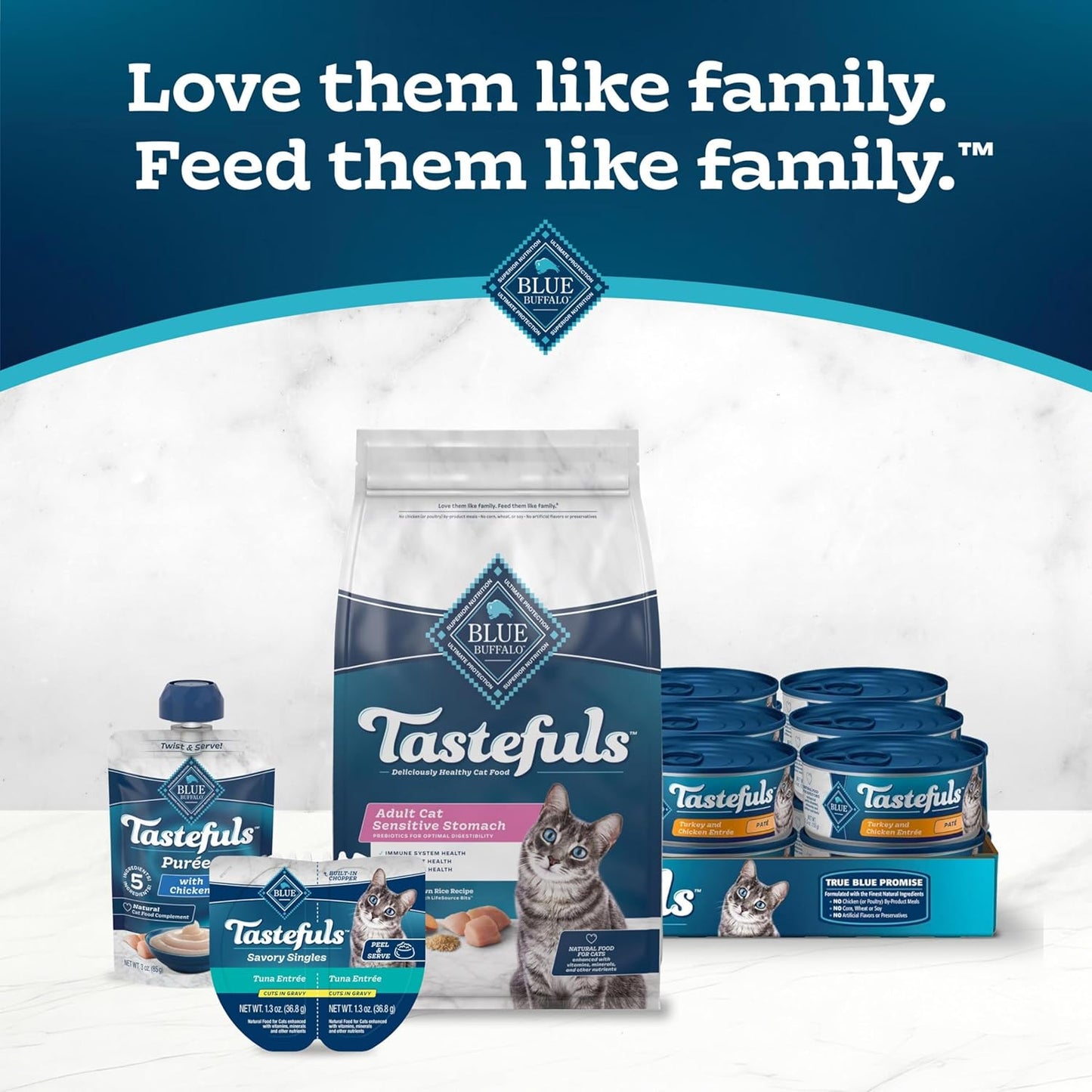 Blue Buffalo Tastefuls Natural Dry Food for Adult Cats, Sensitive Stomach, Chicken & Brown Rice Recipe, 15-Lb Bag