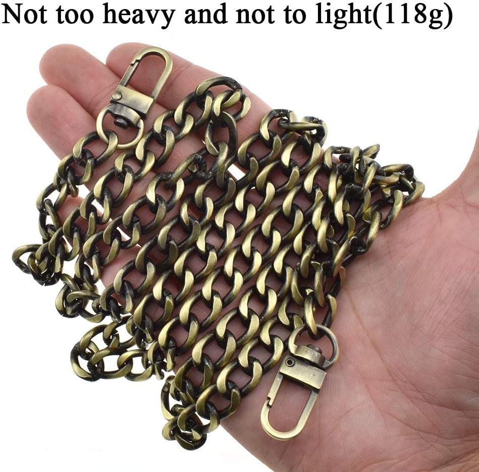 HAHIYO Purse Chain Strap 39.4 Inches Bronze for Shoulder Cross Body Sling Purse Handbag Clutch Replacement Comfortable Flat 0.4' Wide Enough 2.4Mm Extra Thick Metal 1 Pack