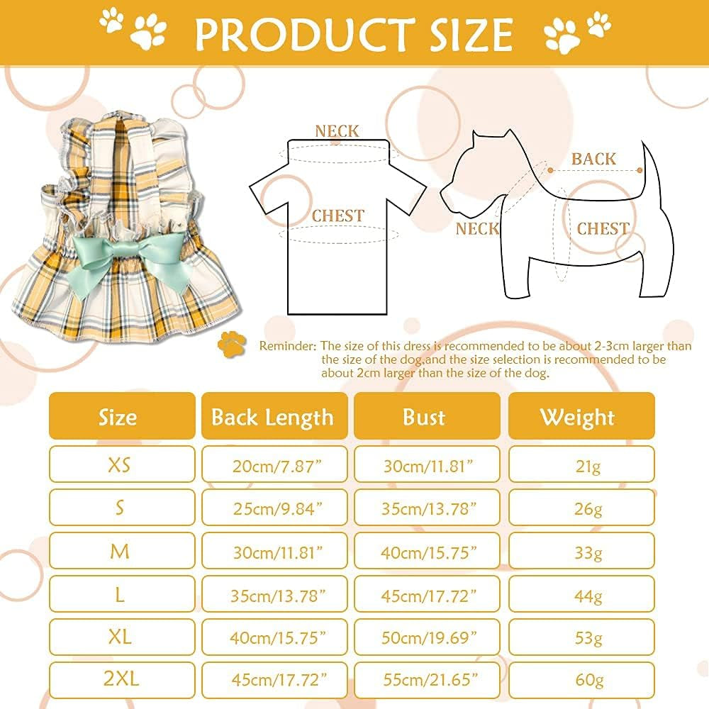 Set of 2 Puppy Dress Chihuahua Dresses for Girl Dogs Cute Warm Female Pet Skirt Clothes Outfit Teacup Pink Yorkie Sundress Costume Cat Clothing for Small Medium Doggie Breed (S)