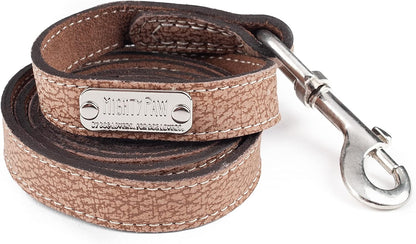 Mighty Paw Luxury Leather Dog Leash - Genuine Material Leather Leashes for All Pet Sizes - Pet Lead - 5 Ft Premium Quality - Soft Material - Light Brown