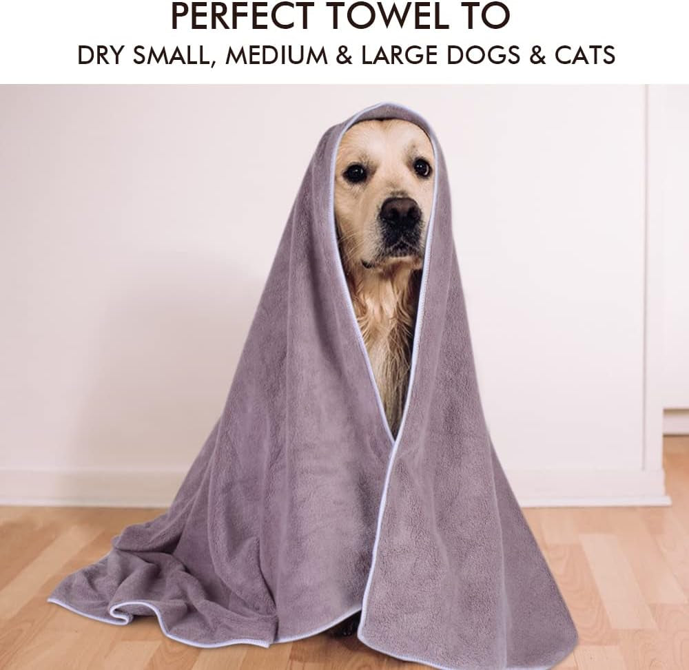 Kinhwa Dog Towel Super Absorbent Pet Bath Towel Microfiber Dog Drying Towel for Small, Medium, Large Dogs and Cats 30Inch X 50Inch Purple