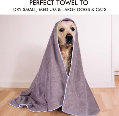 Kinhwa Dog Towel Super Absorbent Pet Bath Towel Microfiber Dog Drying Towel for Small, Medium, Large Dogs and Cats 30Inch X 50Inch Purple