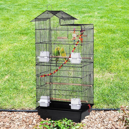 Yaheetech 39-Inch Roof Top Large Flight Parrot Bird Cage for Small Quaker Parrot Cockatiel Sun Parakeet Green Cheek Conure Budgie Finch Lovebird Canary Pet Bird Cage W/Toys