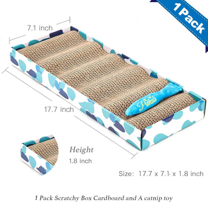 PEEKAB Cat Scratcher Cardboard Reversible Cat Cat Scratch Pad Kitty Corrugated Scratching Bed Catnip Included (1 Pack)