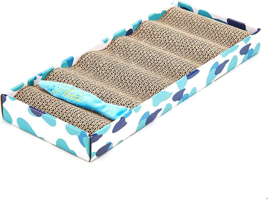 PEEKAB Cat Scratcher Cardboard Reversible Cat Cat Scratch Pad Kitty Corrugated Scratching Bed Catnip Included (1 Pack)