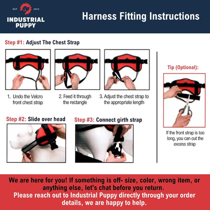 Industrial Puppy Service Dog Vest with Hook and Loop Straps and Matching Service Dog Leash Set - Harnesses from XXS to XXL - Harness Features Reflective Patch and Comfortable Mesh Design