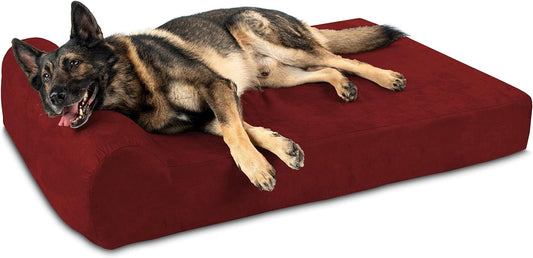 Big Barker 7" Pillow Top Orthopedic Dog Bed - XL Size - 52 X 36 X 7 - Burgundy - for Large and Extra Large Breed Dogs (Headrest Edition)