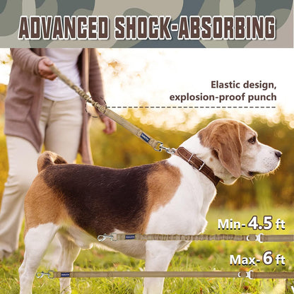 AUROTH Heavy Duty Bungee Dog Leash for Medium Large Breed Dogs, No Pull Leashes for Shock Absorption with Car Seat Belt, 2 Padded Handles 4.5FT 6FT Training Dog Leash