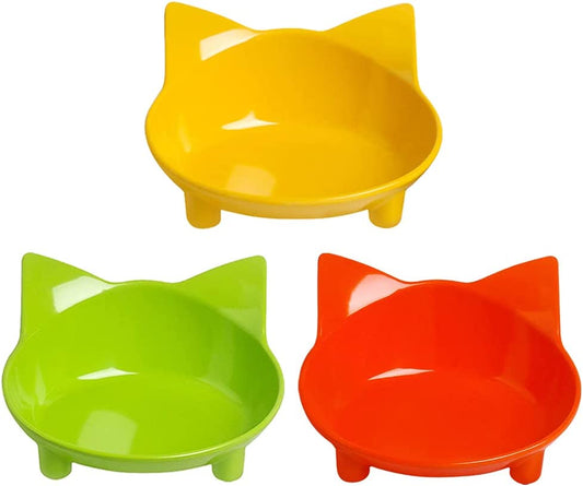 Skrtuan Cat Bowls, Non-Slip Food and Water Bowls for Cats & Dogs, Wide & Shallow Design to Prevent Whisker Fatigue, Safe Food-Grade Pet Dishes for Kittens, Puppies, Rabbits