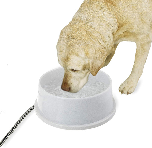 K&H Pet Products Thermal-Bowl Heated Water Bowl for Cats & Dogs Outside, Safety Listed Outdoor Heated Dog Dish for Pets, Automatic No Freeze, anti Chewy Cord - 1.5 Gallons Granite 25W
