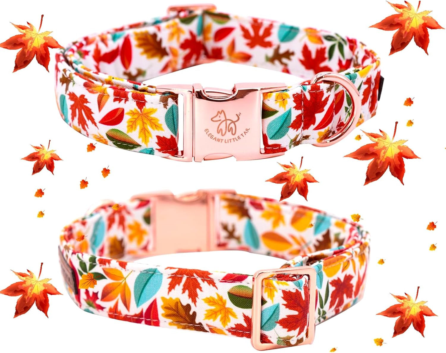 Elegant Little Tail Fall Dog Collar, Male or Female Dog Collar with Bow Adjustable Soft Bow Tie Dog Collars for Small Dogs