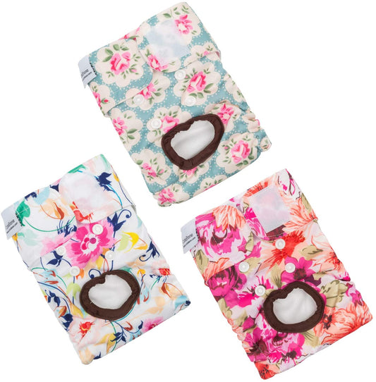 Cutebone Dog Diapers Female Washable Small Medium Large 3 Pack Reusable Doggie Diapers Puppy Period Pants for Doggy Heat Cycle Peeing D14XS