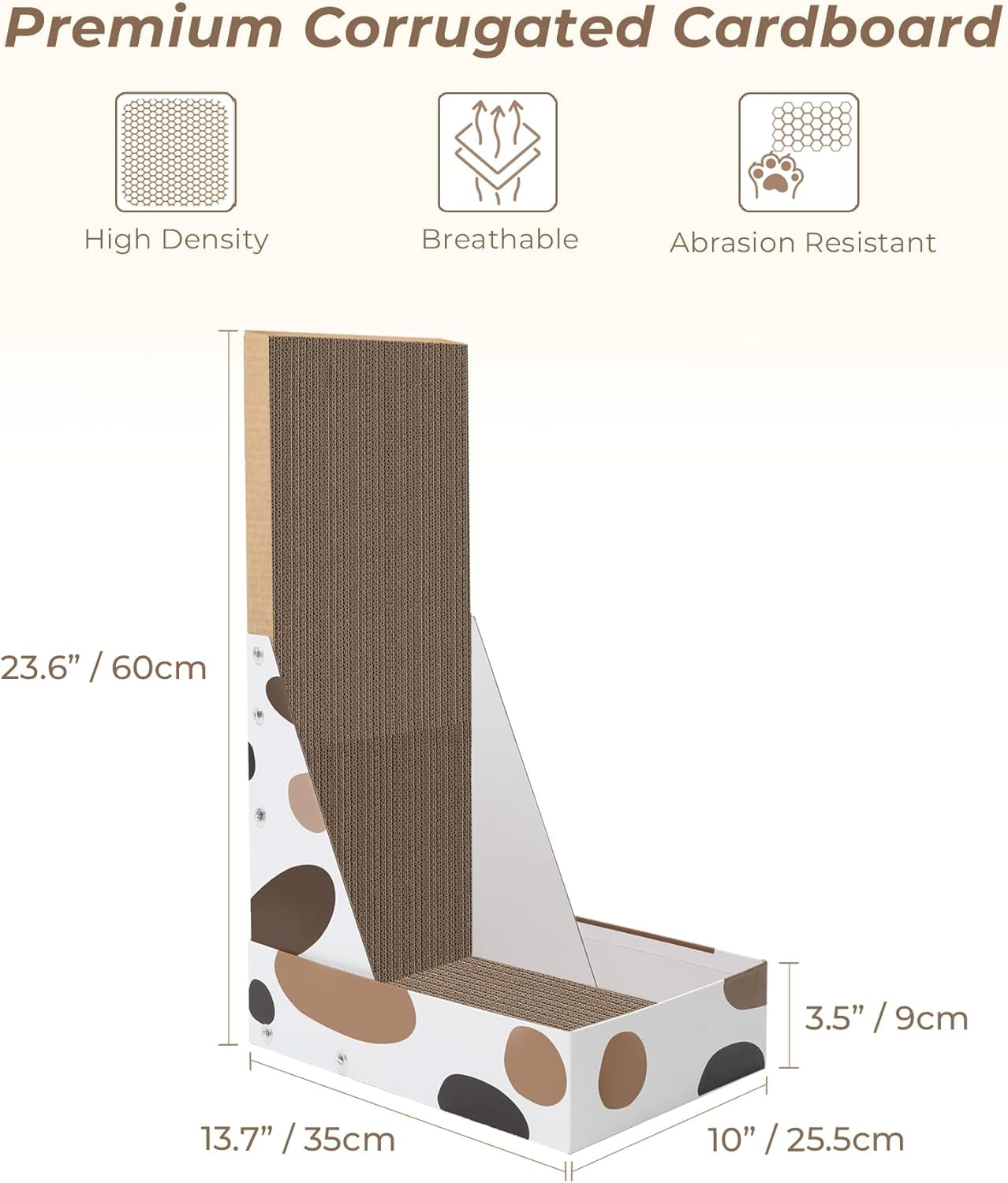 Comsaf Cat Scratching Board, Vertical Cat Scratcher for Indoor Cats, L Shaped Cat Wall Scratcher, Cardboard Cat Scratch Pad Lounger with Box Collecting Scraps, Protect Furniture Couch