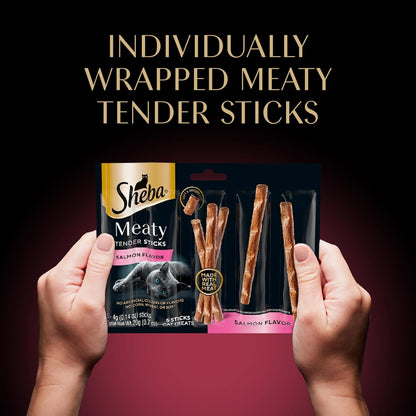 Meaty Tender Sticks Soft Cat Treats Salmon Flavor, 0.14 Oz., 5 Sticks, Pack of 10 (50 Sticks Total)